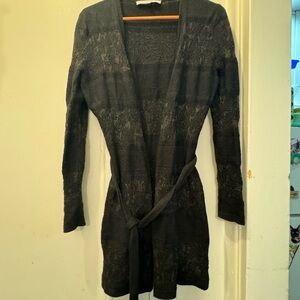 Carolina Herrera Black Textured Cashmere, Silk and Virgin Wool Wrap Sweater